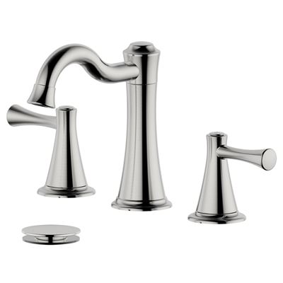 Konya Double Handle Brushed Nickel Widespread Bathroom Faucet with Drain Assembly with Overflow