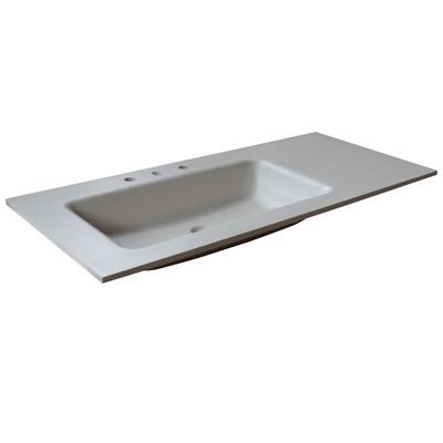 49 in. Single Slate White Concrete Top with Left Side Rectangle Sink