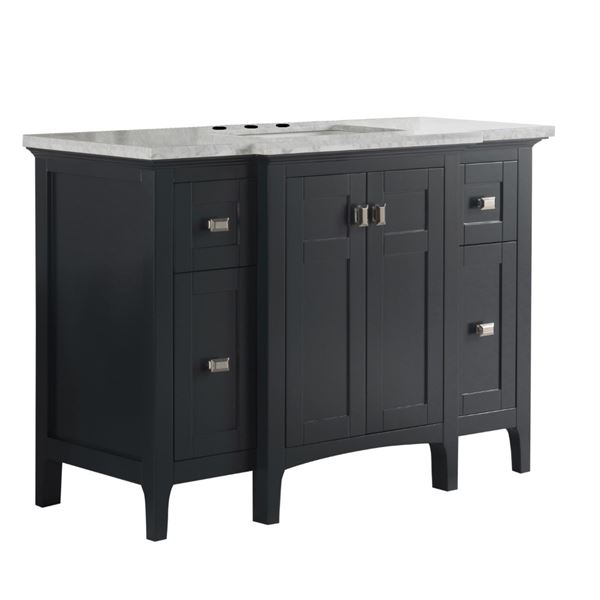 49" Single vanity-dark gray-white marble top