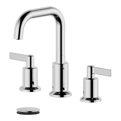 Kadoma Double Handle Polished Chrome Widespread Bathroom Faucet with Drain Assembly with Overflow