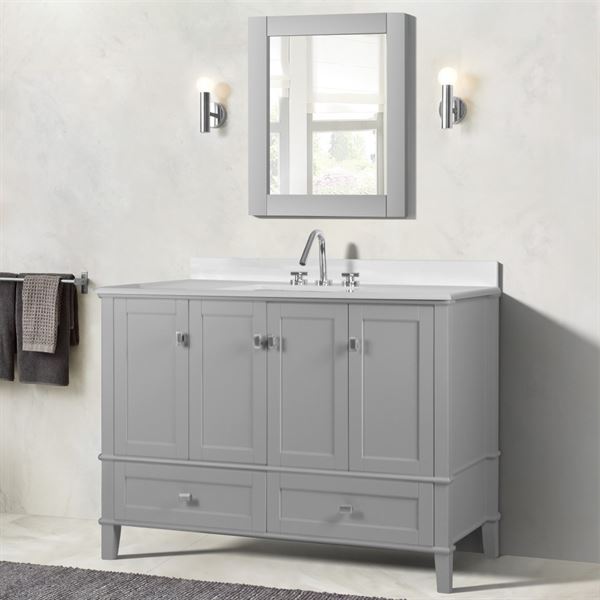 Aurora 49" SINGLE VANITY IN L/GRAY WITH QUARTZ TOP