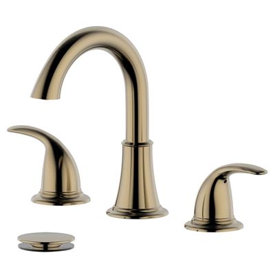 Karmel Double Handle Gold Widespread Bathroom Faucet with Drain Assembly with Overflow