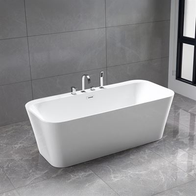 67 in. Freestanding Acrylic Bathtub in Glossy White