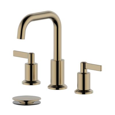 Kadoma Double Handle Gold Widespread Bathroom Faucet with Drain Assembly with Overflow