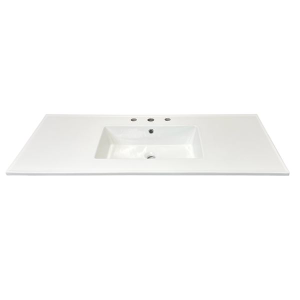 49 in. Single Sink Vitreous China Top with 3-Faucet Holes