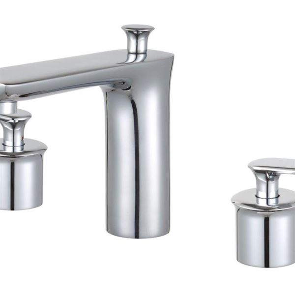 Modica Double Handle Polished Chrome Widespread Bathroom Faucet with Brass Drain