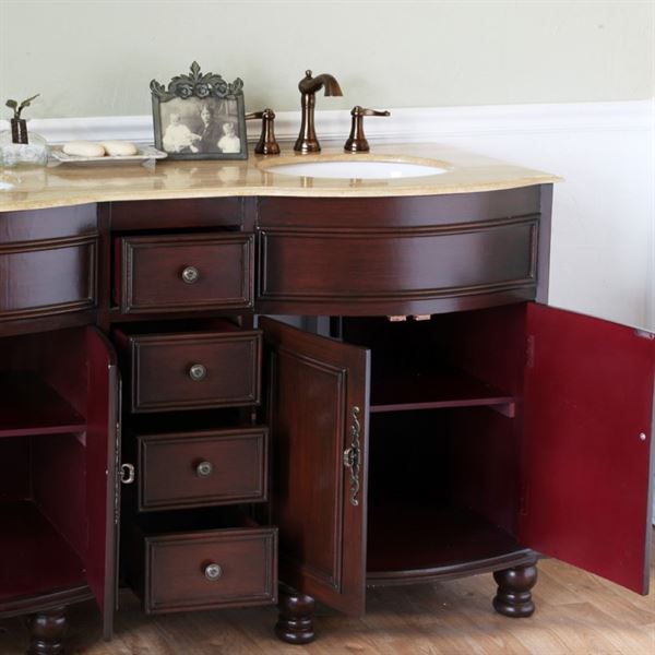 62 in Double sink vanity-wood-walnut-travertine