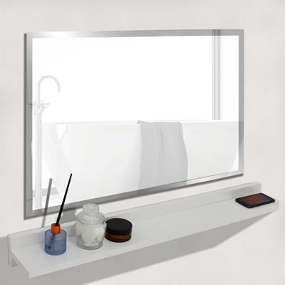 35" White Wireless Charging Shelf and Frameless Mirror Set