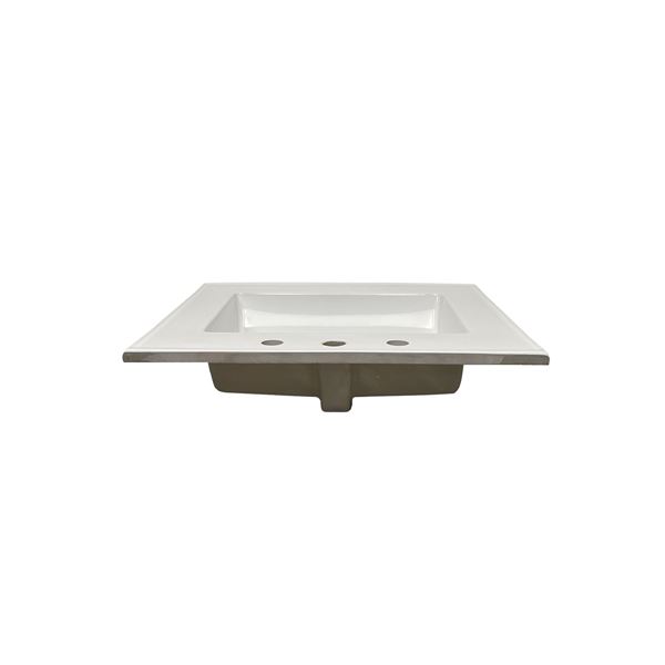 25 in. Single Sink Vitreous China Top with 3-Faucet Holes