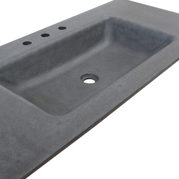 49 in. Single Black Concrete Top with Rectangle Sink