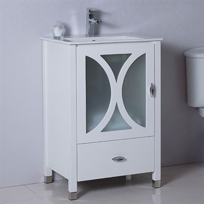 24 in Single Sink Vanity-Manufactured Wood-White