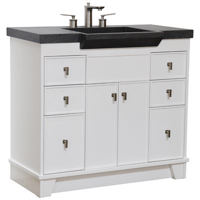 39 in Single Sink Vanity White Finish in Black Concrete Top